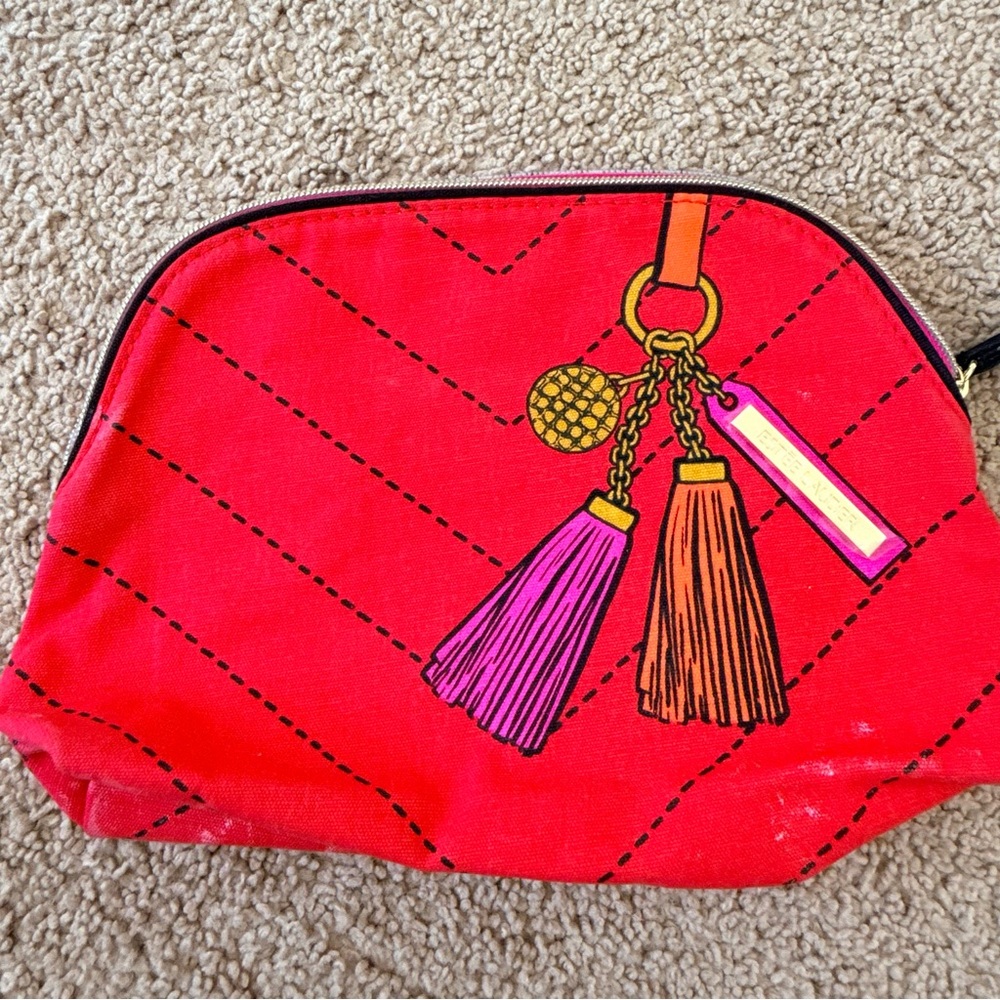 Estée Lauder Red Tassel Cosmetic Bag Makeup Pouch Travel Case - Picture 2 of 6